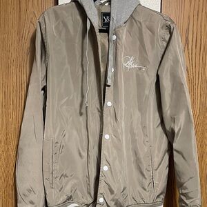 Young & Reckless Khaki Bomber Jacket with Gray Hood
